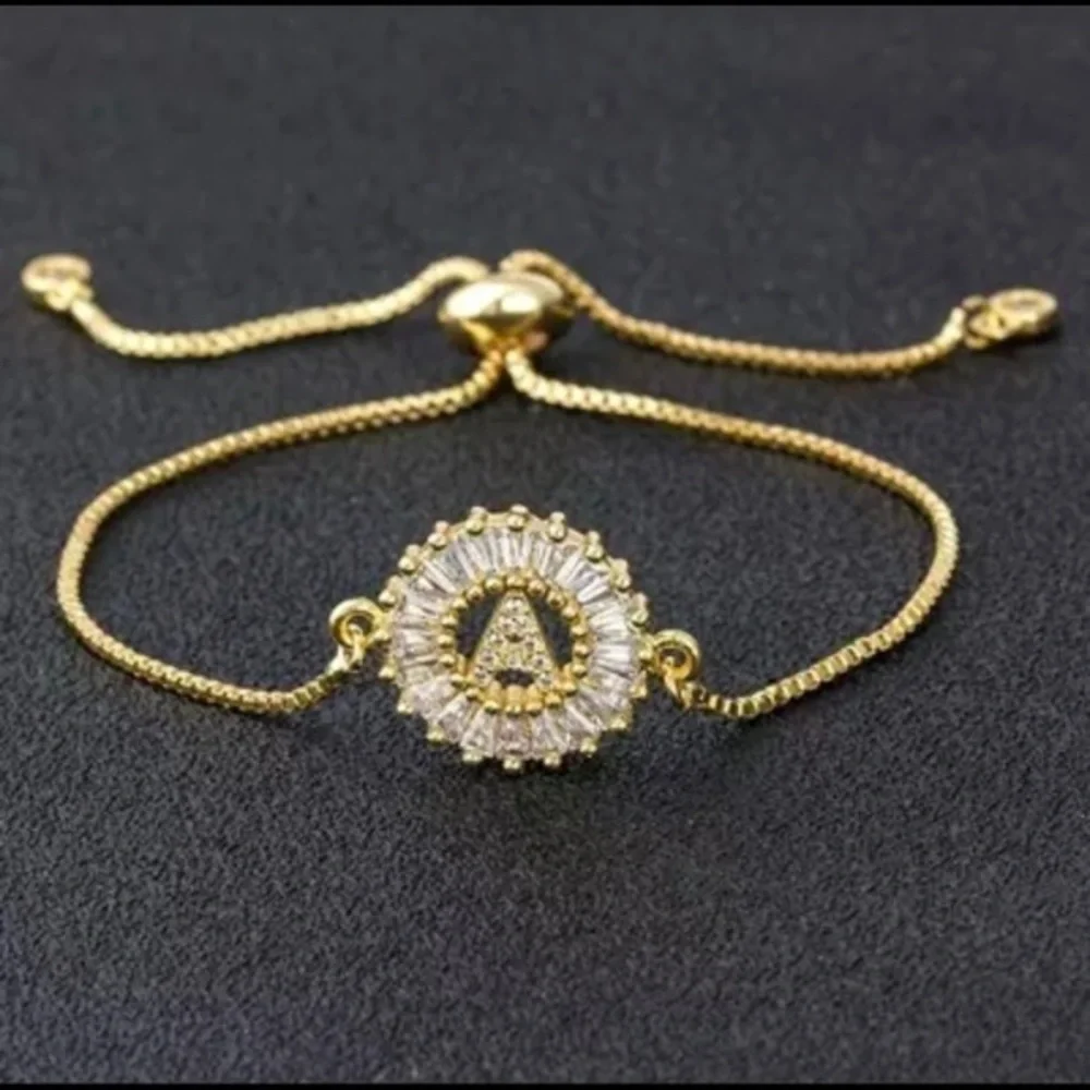 New Gold A Pave CZ Diamond Bracelet - Picture 1 of 2